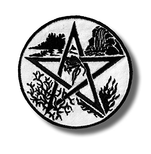 Pentagram 5 nature elements - embroidered patch, 8 X 8 cm. von Birsppy