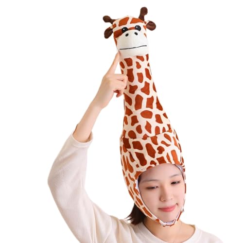 Birtern Cosplay Kopfbedeckung Giraffe Hut Neuheit Dreidimensionale Plüsch Giraffe Kopfbedeckung Kappe Party Dressing Supplies Kopfbedeckung für Party, Karneval, Rollenspiel Event von Birtern