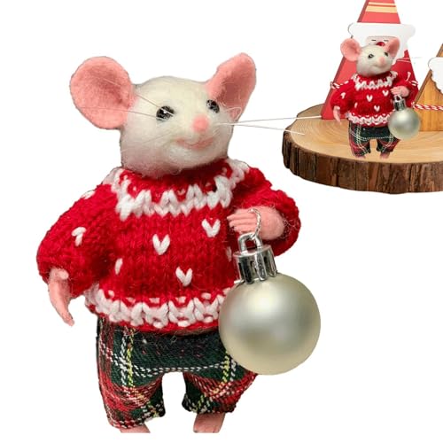 Gefilzte Weihnachtsmäuse, Nadelfilzmäuse, Filzmäuse, Weihnachtsbaumschmuck, Desktop-Mäuse, Puppe, Kleidung, Filz, niedlich, handgefertigt, Nadelfilz, Stoffmäuse von Birtern