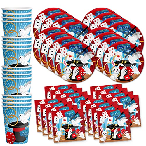 Magic Show Birthday Party Supplies Set Plates Napkins Cups Tableware Kit for 16 von Birthday Galore