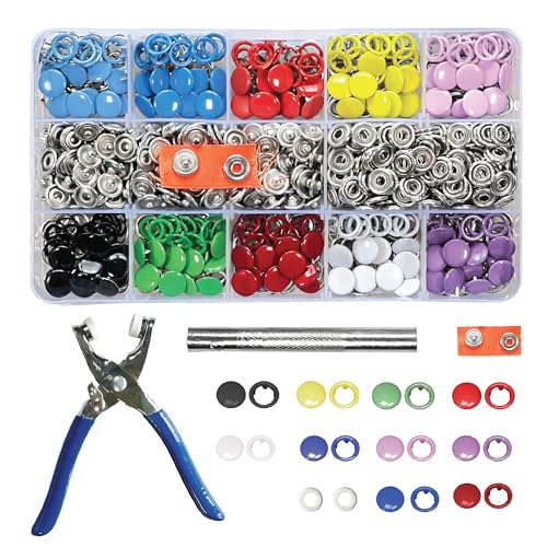 200 Sets Druckknöpfe set mit zange 9,5 mm, druckknöpfe ohne nähen Metallknopf, Druckknöpfe, mit 10 Farben für Baby-Kinderkleidung, Nähen, Basteln, handgefertigt, Kleidungsreparatur, DIY-Kleidung von Biruni