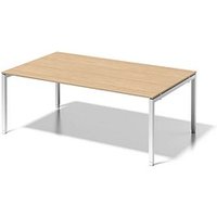 BISLEY Konferenztisch Cito ahorn, verkehrsweiß rechteckig, 4-Fuß-Gestell weiß, 200,0 x 120,0 x 65,0 - 85,0 cm von Bisley