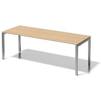 BISLEY Cito höhenverstellbarer Schreibtisch ahorn, silber rechteckig, 4-Fuß-Gestell silber 220,0 x 80,0 cm von Bisley