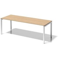 BISLEY Cito höhenverstellbarer Schreibtisch ahorn, verkehrsweiß rechteckig, 4-Fuß-Gestell weiß 220,0 x 80,0 cm von Bisley