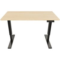 BISLEY E-StarterTech elektrisch höhenverstellbarer Schreibtisch ahorn rechteckig, T-Fuß-Gestell schwarz 140,0 x 80,0 cm von Bisley