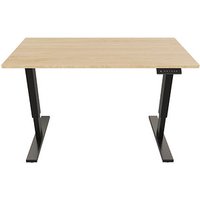 BISLEY E-StarterTech elektrisch höhenverstellbarer Schreibtisch kendal eiche rechteckig, T-Fuß-Gestell schwarz 120,0 x 60,0 cm von Bisley