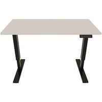 BISLEY E-StarterTech elektrisch höhenverstellbarer Schreibtisch lichtgrau rechteckig, T-Fuß-Gestell schwarz 140,0 x 80,0 cm von Bisley