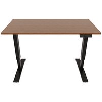 BISLEY E-StarterTech elektrisch höhenverstellbarer Schreibtisch lincoln walnuss rechteckig, T-Fuß-Gestell schwarz 140,0 x 60,0 cm von Bisley