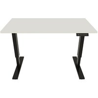 BISLEY E-StarterTech elektrisch höhenverstellbarer Schreibtisch weiß rechteckig, T-Fuß-Gestell schwarz 140,0 x 80,0 cm von Bisley