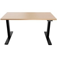 BISLEY E-WonderTech elektrisch höhenverstellbarer Schreibtisch kendal eiche rechteckig, T-Fuß-Gestell schwarz 140,0 x 80,0 cm von Bisley