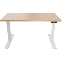 BISLEY E-WonderTech elektrisch höhenverstellbarer Schreibtisch kendal eiche rechteckig, T-Fuß-Gestell weiß 140,0 x 60,0 cm von Bisley