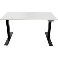 BISLEY E-WonderTech elektrisch höhenverstellbarer Schreibtisch weiß rechteckig, T-Fuß-Gestell schwarz 140,0 x 80,0 cm von Bisley