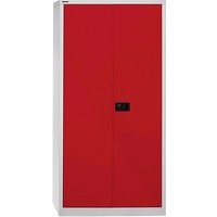 BISLEY Stahlschrank Universal E782A04506 lichtgrau, kardinalrot 91,4 x 40,0 x 195,0 cm, aufgebaut von Bisley