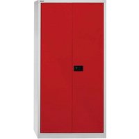 BISLEY Stahlschrank E782A04G506 lichtgrau, kardinalrot 91,4 x 40,0 x 195,0 cm, aufgebaut von Bisley