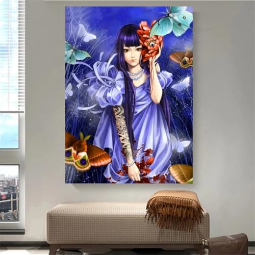 5D DIY Diamant Malerei Erwachsene Set，Zahlen Diamond Painting,Vollbohrer Anime Mädchen Schmetterling kinder diamond painting Stickerei Bastelset für Wall Room Home Decoration30x40cm von Biubami