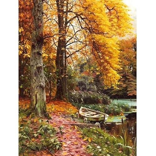 5D DIY Diamant Malerei Erwachsene Set，Zahlen Diamond Painting,Vollbohrer Herbst Landschaft Wald kinder diamond painting Stickerei Bastelset für Wall Room Home Decoration30x40cm von Biubami