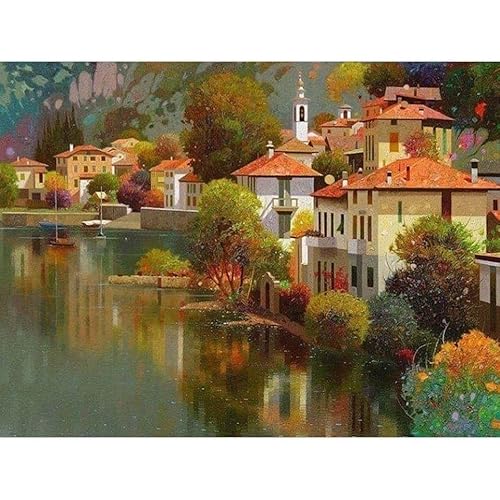 5D DIY Diamant Malerei Erwachsene Set，Zahlen Diamond Painting,Vollbohrer Herbst Landschaft kinder diamond painting Stickerei Bastelset für Wall Room Home Decoration30x40cm von Biubami