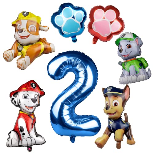 7 Stück Dog Luftballon für Kinder, Kindergeburtstag Mädchen und Junge Ballons Party Deko, Cartoon Geburtstagsdeko Kinder, Luftballon 2. Geburtstag von Biuebinc