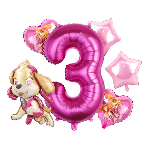 Biuebinc Geburtstag Deko, Luftballons Geburtstag, Luftballons Rosa Happy Birthday Deko Dog Partydeko Geburtstagsdeko Mädchen von Biuebinc