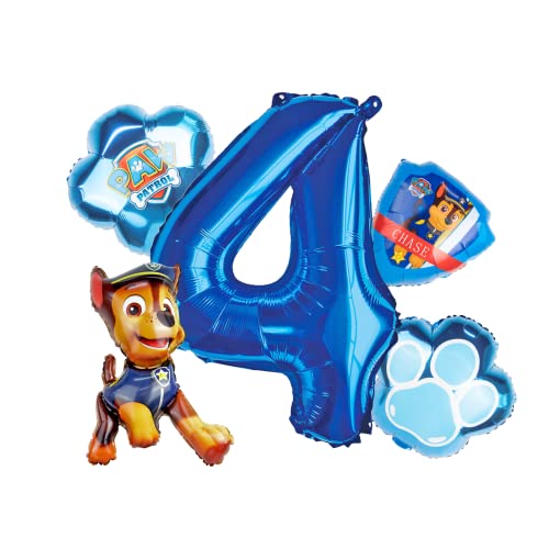 Biuebinc Luftballons Geburtstag Paw Dog Luftballon 2-5 Geburtstag Luftballons Blau Happy Birthday Deko Zahlen 2-5 Ballon Paw Dog Kindergeburtstag Deko Partydeko Junge von Biuebinc