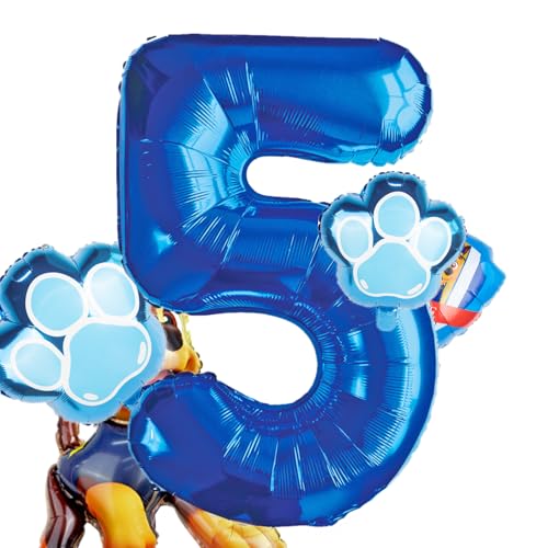 Biuebinc Luftballons Geburtstag Dog Luftballon 2-5 Geburtstag Luftballons Blau Happy Birthday Deko Zahlen 2-5 Ballon Dog Kindergeburtstag Deko Partydeko Junge von Biuebinc