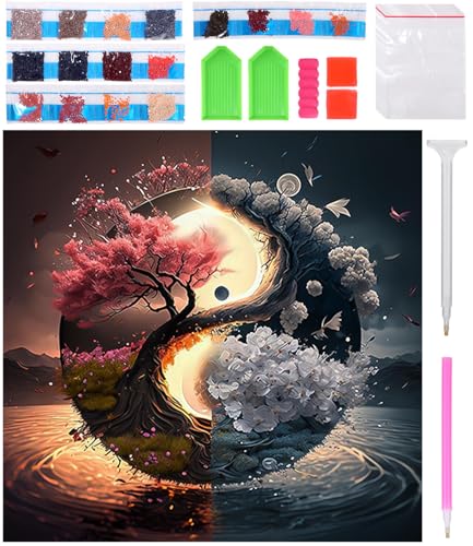 Bixury 5D Diamont Painting Bilder Set Diamond Painting Natur 5D DIY Diamond Painting Kit Spiritueller Baum des Lebens 30 × 30 cm für Kinder Erwachsene Home Wanddekoration Dekoratio von Bixury