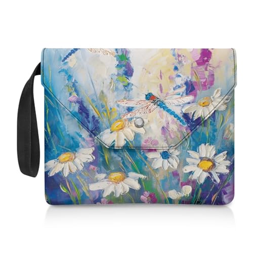 Biyejit Aquarell-Libellen-Schutzhülle mit Vordertasche, Bibeltasche für Damen, Buchhülle für Buchliebhaber, waschbar, Taschenbuch, Buchschutz, Bibelgeschenk von Biyejit