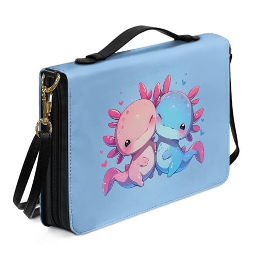 Biyejit Axolotl Bibelhülle für Damen, wasserdicht, Studium, Bibeltasche mit Griff, Anti-schmutzig, Bibelschutztasche für Stifte, Arbeitsbuch, Textmarker, M-2XL von Biyejit