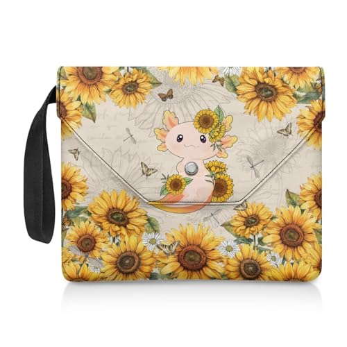 Biyejit Axolotl Buchhülle, Buchschutz, Buchtasche, Buchliebhaber, Geschenke, Buchhülle mit Schnalle für Hardcover, Taschenbuch, für Frauen, Lehrer, Leser, große Kapazität, Aufbewahrungstaschen von Biyejit