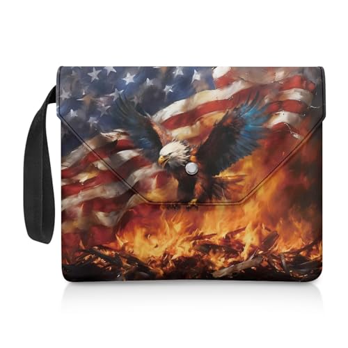 Biyejit Buchhülle mit Adler-USA-Flagge, Bibelhülle für Damen, Buchschutzhülle mit Griffschlaufe, geeignet für Hardcover-Einband für Buchliebhaber, Teenager, tragbare Buchtaschen, Behälter von Biyejit