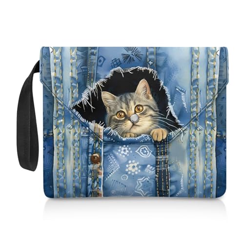 Biyejit Buchhüllen mit Katzenmotiv, bis zu 30 x 23,9 cm, waschbare Buchtasche mit Tasche für Teenager, Erwachsene, Lehrer, Buchliebhaber, christliches Geschenk, große Kapazität, Büchertaschen, von Biyejit