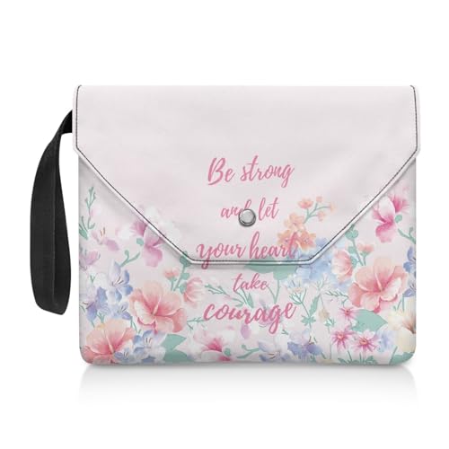 Biyejit Buchhüllen mit rosa Blumen, bis zu 30 x 23,9 cm, waschbare Buchtasche mit Tasche für Teenager, Erwachsene, Lehrer, Buchliebhaber, christliches Geschenk, tragbare Buchtaschen, Behälter von Biyejit