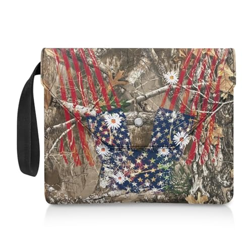 Biyejit Camo Daisy Buchhülle mit Schnalle, 30 x 23,9 cm, gepolsterte Buchtasche, waschbar, Buchumschläge mit Griffschlaufe für Taschenbücher für Buchliebhaber, Geschenke, tragbare Buchtaschen, von Biyejit