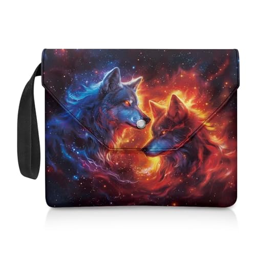 Biyejit Fire Wolf Buchhülle, Lehrbuchschutz für Buchliebhaber, Buchtasche für Hardcover, Taschenbuch, waschbar, Geschenktasche, tragbare Aufbewahrungstaschen von Biyejit