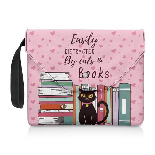 Biyejit Katzenschutz mit Schnalle und Vordertasche, Buchtasche für Frauen, Buchzubehör, Buchclub, christliche Geschenke für Notizbücher, Hardcover, tragbare Buchtaschen, Behälter von Biyejit