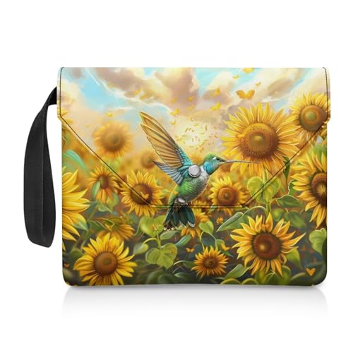 Biyejit Kolibri-Sonnenblumen-Buchhülle mit Vordertasche, waschbare Buchumschläge für Taschenbuch, 30 x 23,9 cm, Buchliebhaber, Geschenke, Studenten, Schulbedarf, tragbare Buchtaschen, Behälter von Biyejit