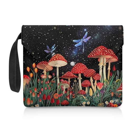 Biyejit Mushroom Book Sleeve Case Book Lover Textbook Book Protector with Handle Strap Book Covers for Paperbacks Up to 30.0 cm x 23.9 cm Portable Book Bags Container von Biyejit