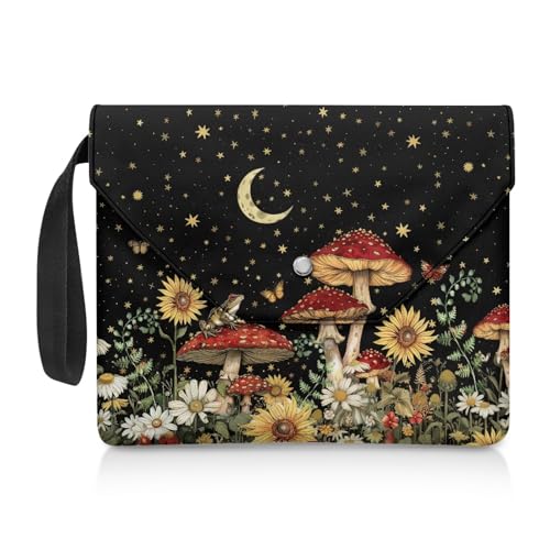 Biyejit Mushroom Star Buchhülle, Buchliebhaber, Lehrbuchschutz mit Griffschlaufe, Buchumschläge für Taschenbücher bis zu 30 x 23,9 cm, große Kapazität, Buchtaschen, Behälter von Biyejit