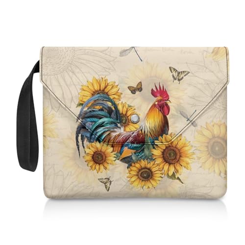 Biyejit Roosters Buchhülle mit Schnalle, 27,9 x 22,9 cm, gepolsterter Buchschutz, Lehrbuchhüllen für Taschenbücher, Buchtasche mit Taschen für christliche Geschenke, große Kapazität, von Biyejit