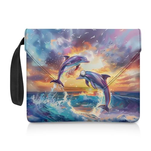 Biyejit Whale Buchhülle mit Schnalle, 30 x 23,9 cm, gepolsterte Buchtasche, waschbar, Buchumschläge mit Griffschlaufe für Taschenbücher für Buchliebhaber, Geschenke, tragbare Buchtaschen, Behälter von Biyejit