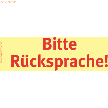 Bizstix Haftnotizen 75x35mm gelb 'Bitte Rücksprache' VE=5 Blöcke von Bizstix