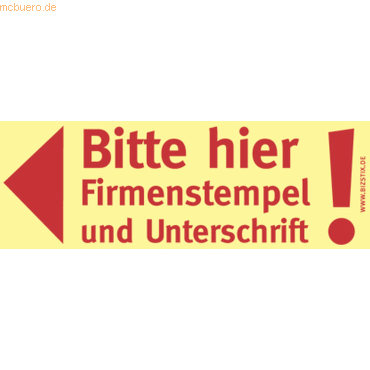 Bizstix Haftnotizen 75x35mm gelb 'Bitte hier Firmenstempel und Untersc von Bizstix