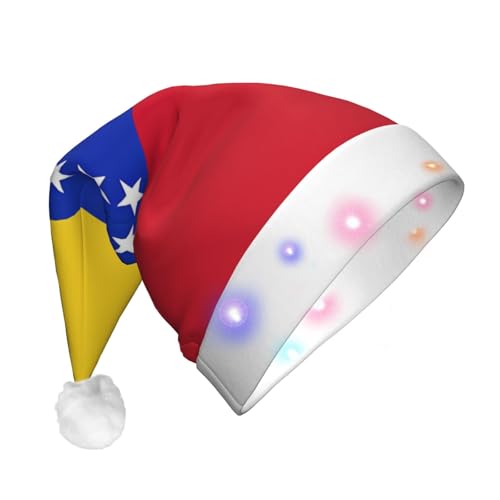 Bkdogkt Festliche LED-Weihnachtsmütze mit Venezuela-Flagge, Uni, bequem, für Weihnachten, Neujahrsfeiern von Bkdogkt