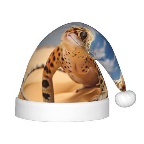 Bkdogkt Weihnachtsmütze mit Leoparden-Gecko-Druck, festlicher Elfenhut, Accessoire für Weihnachtsmütze, Weihnachtsfeier, Geschenk, Urlaub von Bkdogkt