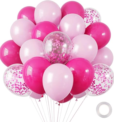 30 Stück Rosa Luftballons Set, 10 Zoll Dunkel Rosa Pastell Rosa Party Ballons mit 12 Zoll Rosa Konfetti Latex Luftballons, Heißes Rosa Ballons für Mädchen Geburtstag Hochzeit Valentinstag Baby Shower von Bkemkri