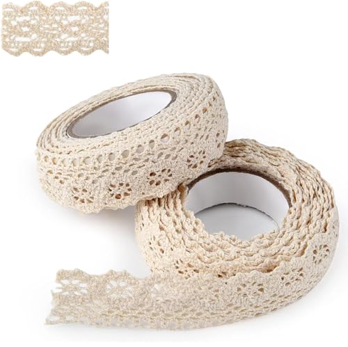 5 Meter Schleifenband Spitze Band Bordüre, Spitzenband im Vintage-Stil, Spitze Geschenkband,Vintage Lace Ribbon Trim für Nähen Handwerk Hochzeit Deko Scrapbooking Geschenkbox, Beige von Bkemkri