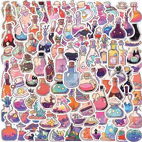 Bkemkri 100 Stück Magic Potion Bottle Aufkleber Kawaii Aesthetic Karikatur Wasserdicht Vinyl Wasserflaschen Graffiti Trendy Scrapbook Sticker für Laptop Gepäck Auto Skateboard Gitarre von Bkemkri