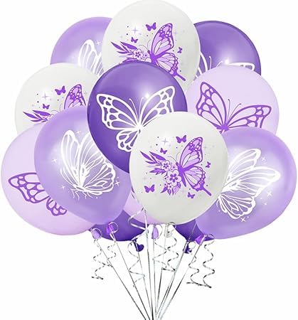 Bkemkri 16 Stück Lila Weiße Schmetterling Ballons Geburtstagsdeko Mädchen Lila Deko Geburtstag Mädchen Schmetterling Geburtstag Party für Boho Party Dekoration Baby Shower Hochzeit Geburtstag Dusche von Bkemkri