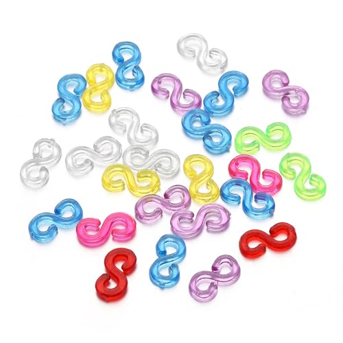 Bkemkri 500 Stück S Clips Bunt Loom Bänder Zubehör, S-Förmige Farbige Elastische Bandschnallen, Verschlüsse Clips, Plastik Gummibänder Clips, für den Anschluss von Loom Band Armbänder Schmuck Zubehör von Bkemkri