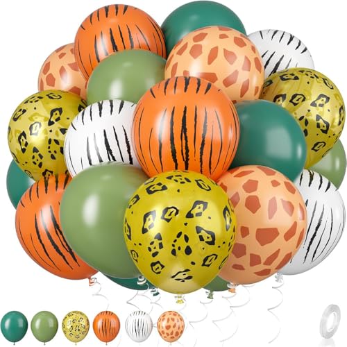 Dschungel-Ballon-Set, 12 Zoll Tierdruck Luftballons Dschungel, Latex Druck Ballon Dschungel-Safari-Ballons, Dschungel Safari Mottoparty Luftballons, Ballons für Dschungel Thema Kinder Geburtstag Party von Bkemkri